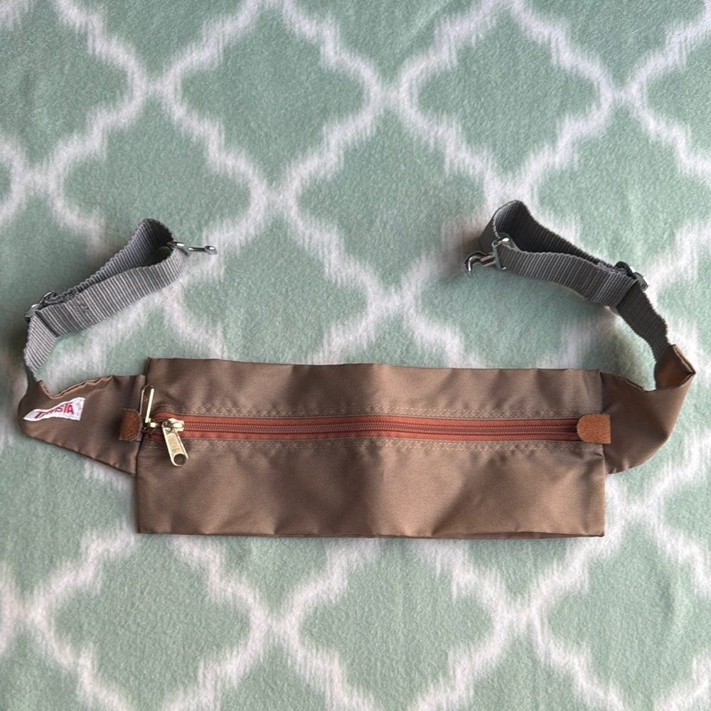 Vintage Turvista Brown Nylon Waist Bag hidden body belt